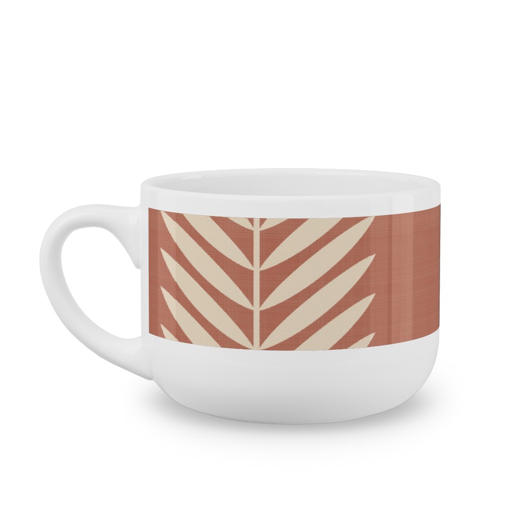 Laurel Leaf Stripe Latte Mug, White,  , 25oz, Pink