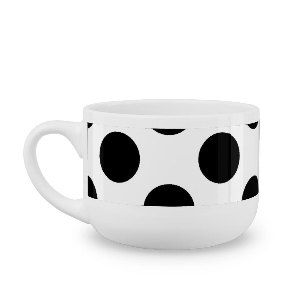 Polka Dot - Black and White Latte Mug, White,  , 25oz, Black