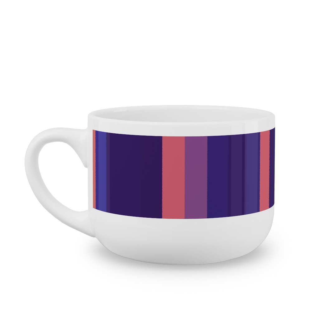 Stipe and Square - Dark Latte Mug, White,  , 25oz, Purple