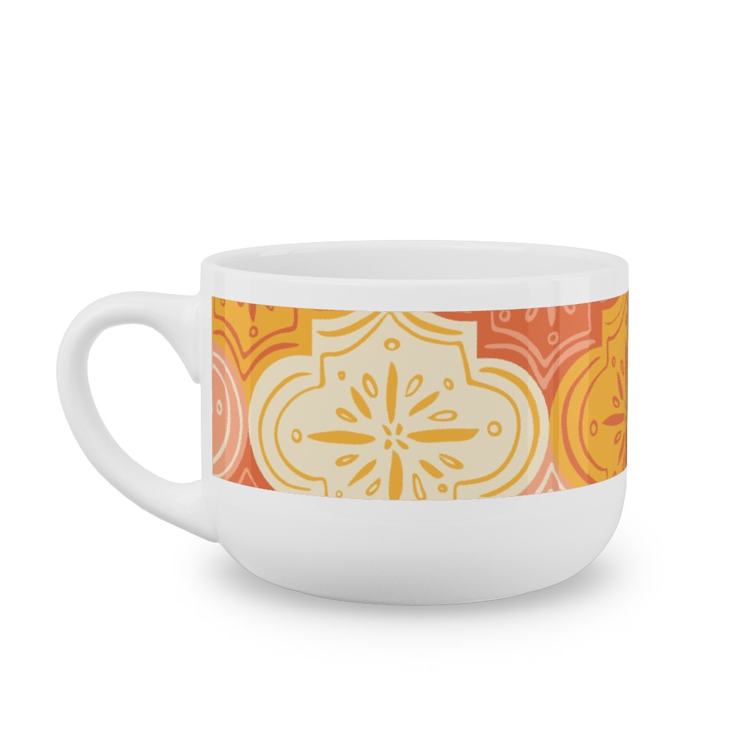 Arabesque - Warm Latte Mug, White, , 25oz, Orange, Orange