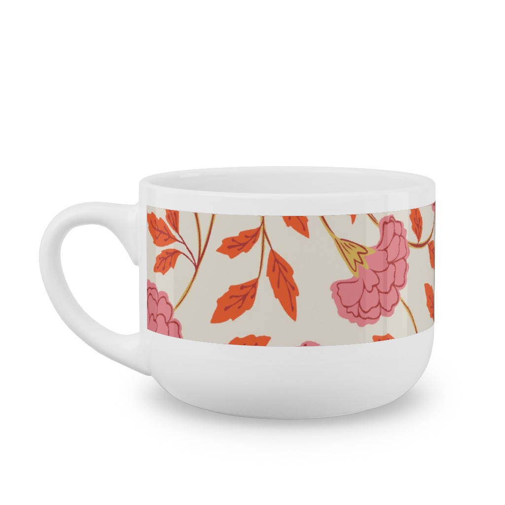 Naisha's Garden Latte Mug, White,  , 25oz, Pink