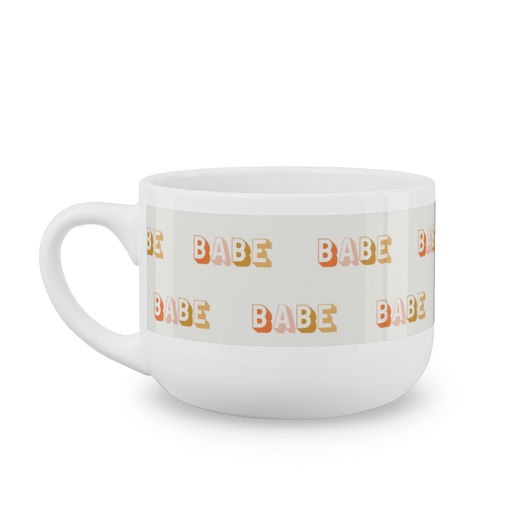 Babe - Typography - Neutral Latte Mug, White,  , 25oz, Yellow