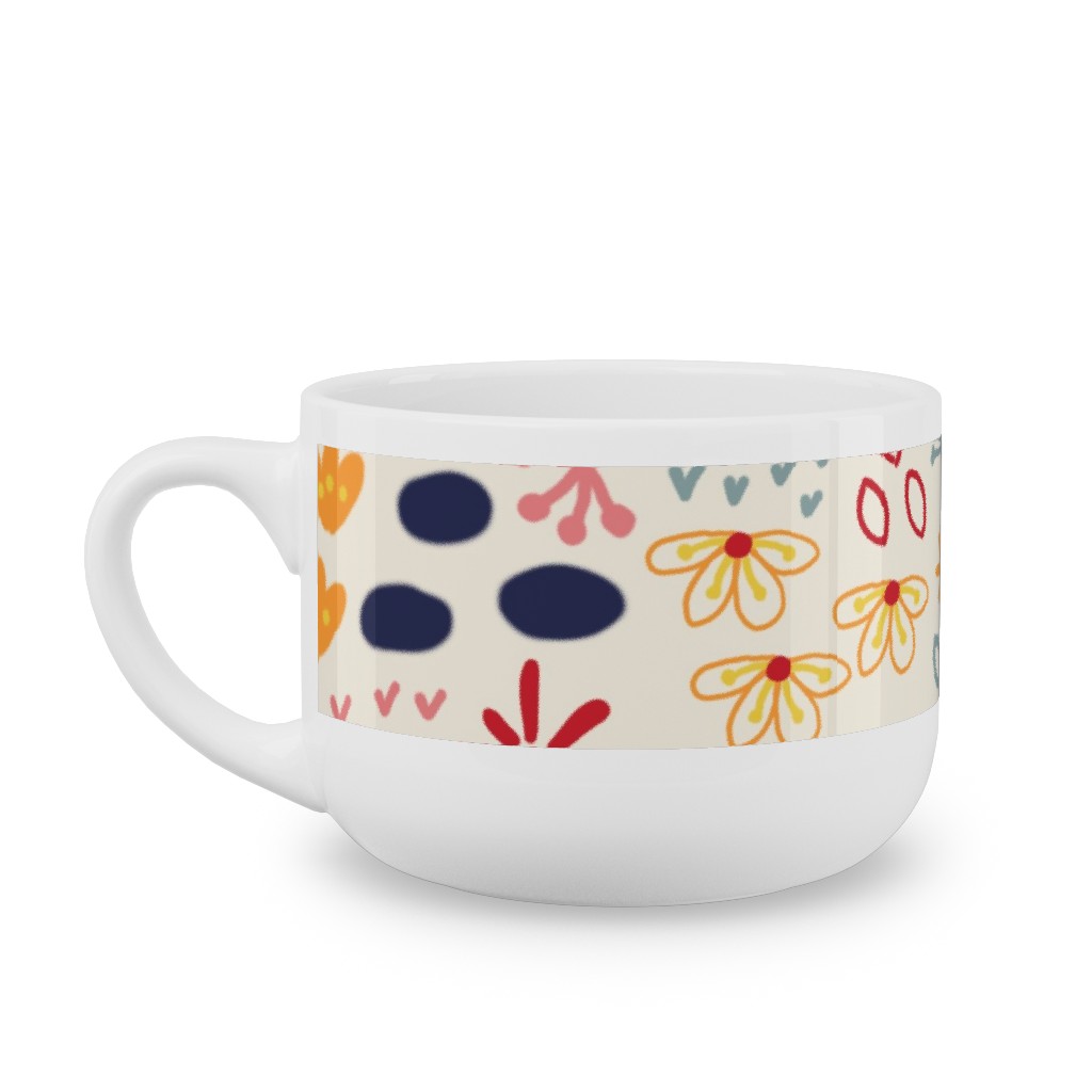 Summer Floral - Light Latte Mug, White,  , 25oz, Multicolor