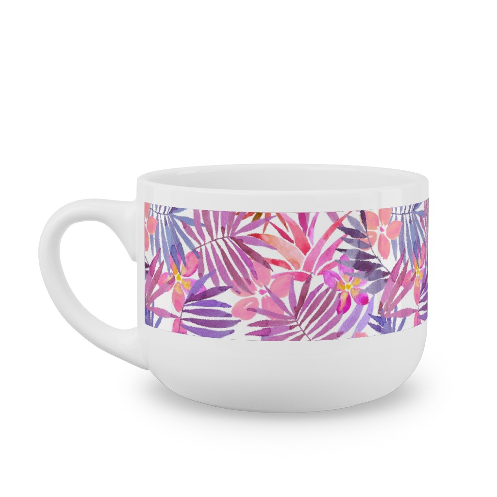 Watercolor Tropical Vibes - Pink Latte Mug, White,  , 25oz, Pink