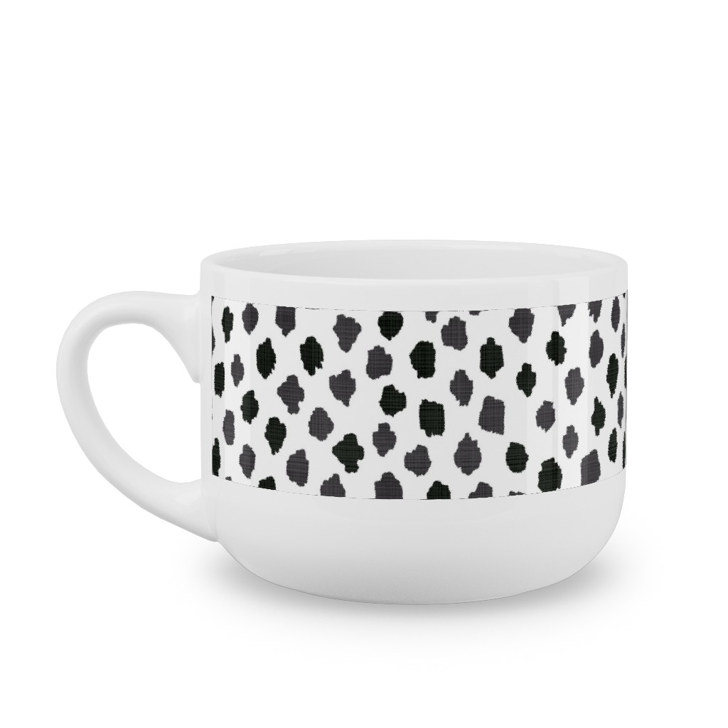 Inky Spots - Black and White Latte Mug, White,  , 25oz, White