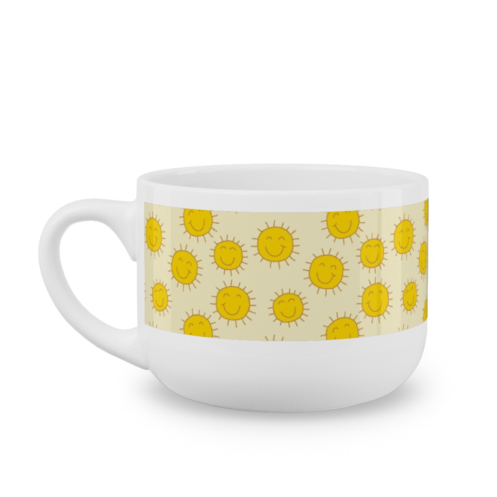 Happy Sunshine - Yellow Latte Mug, White,  , 25oz, Yellow