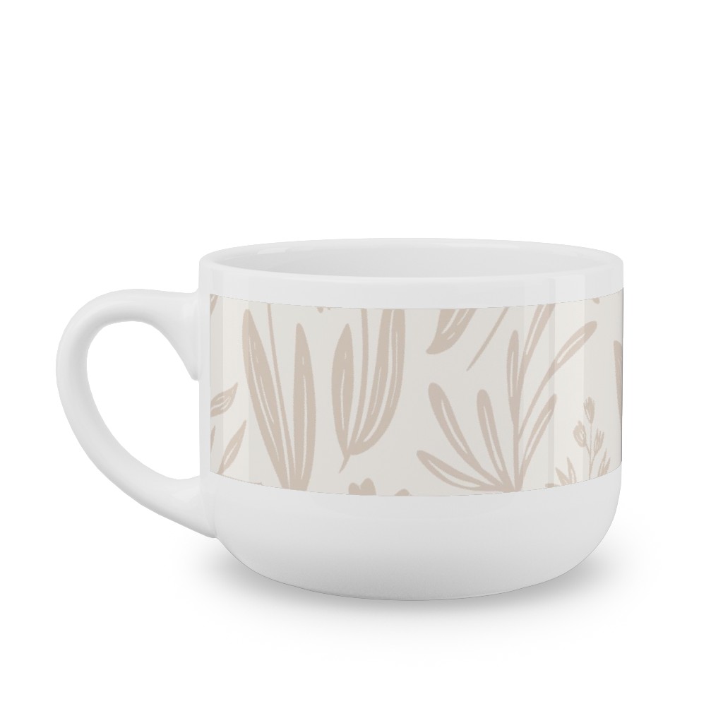 Wildflowers - Tan and Cream Latte Mug, White,  , 25oz, Beige