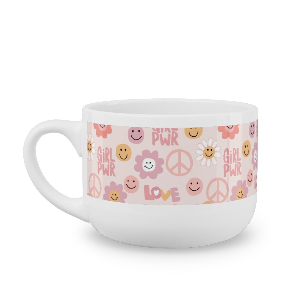 Happy Girl Power - Pink Latte Mug, White,  , 25oz, Pink