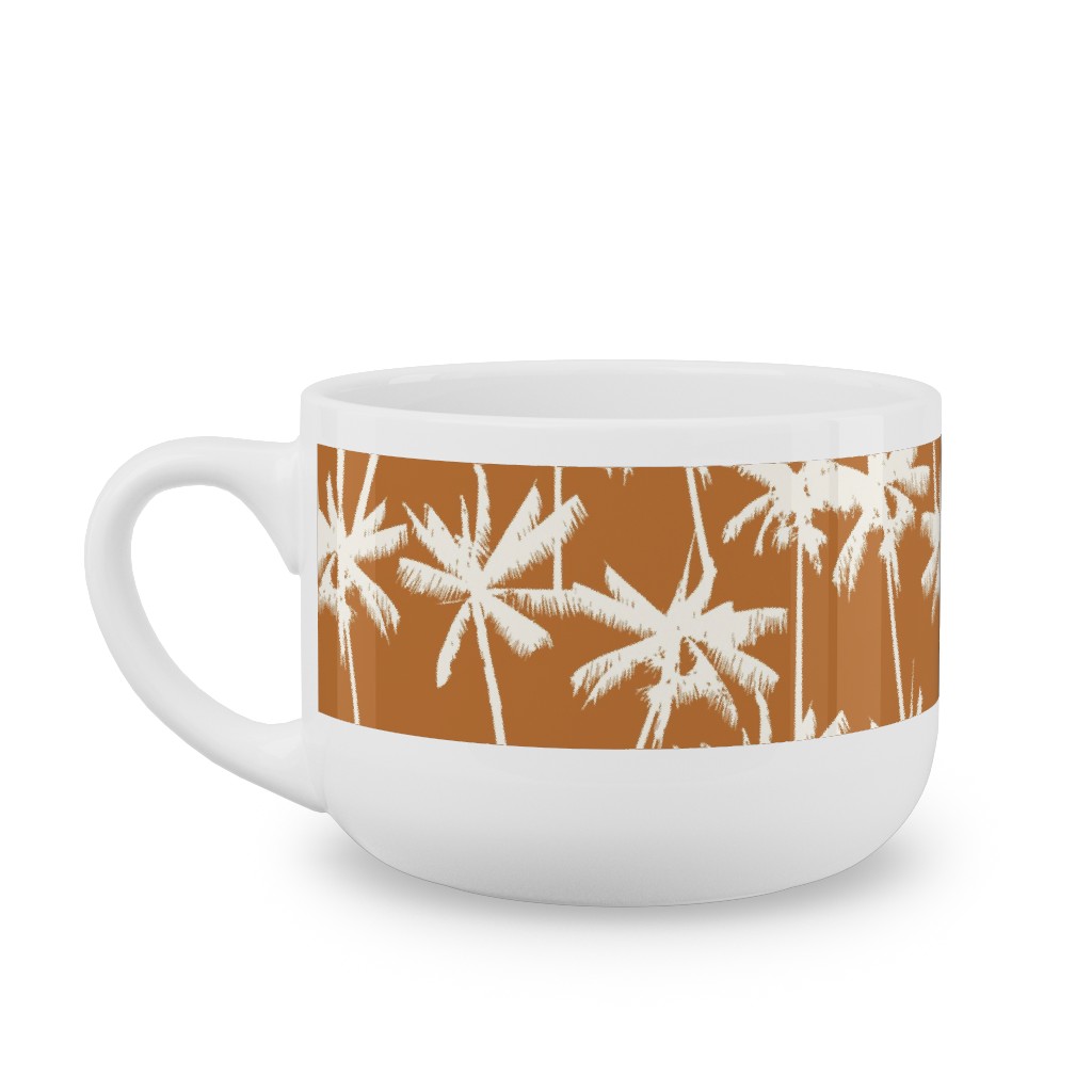 Tropical Palms - Burnt Orange Latte Mug, White,  , 25oz, Orange