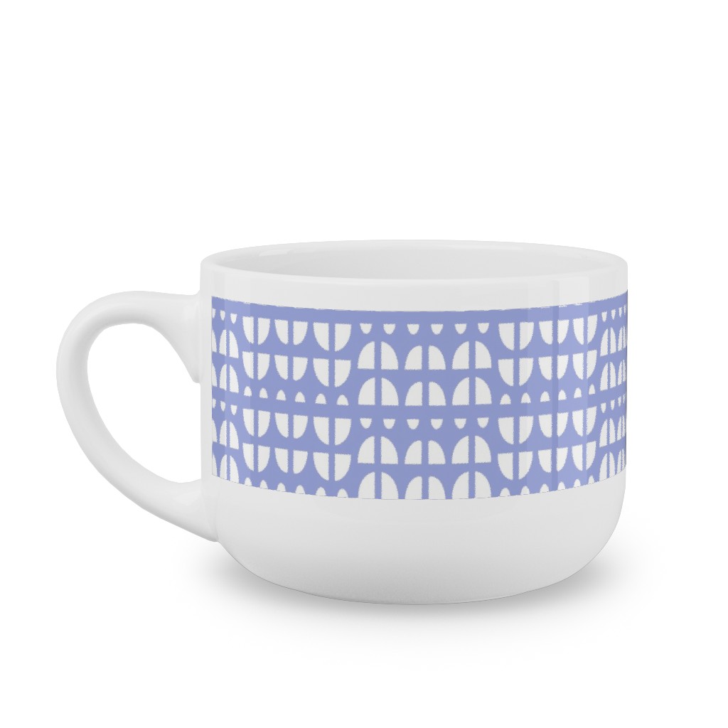 Geometric - Blue Latte Mug, White,  , 25oz, Blue