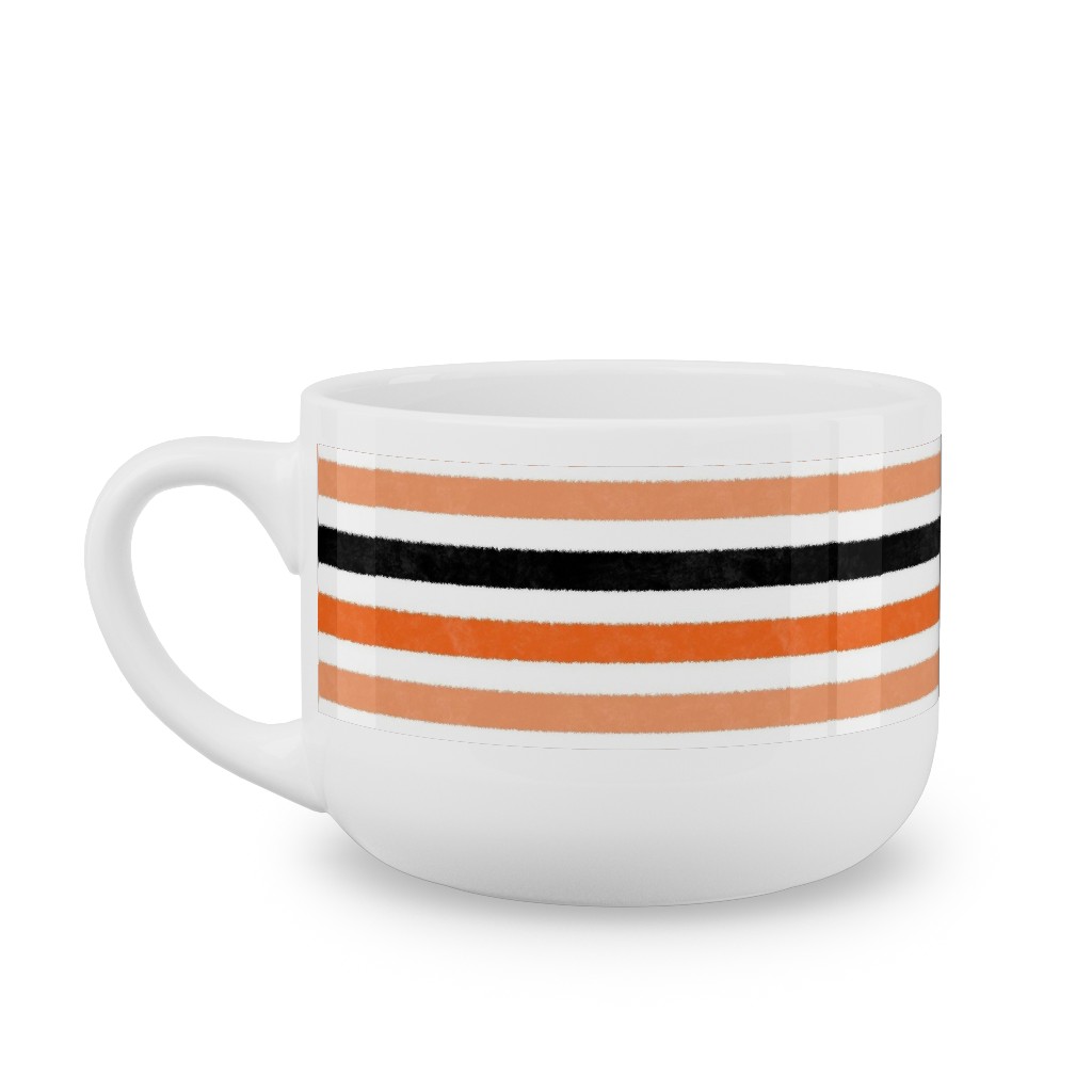 Halloween Stripes - Orange and Black Latte Mug, White, , 25oz, Orange, Orange
