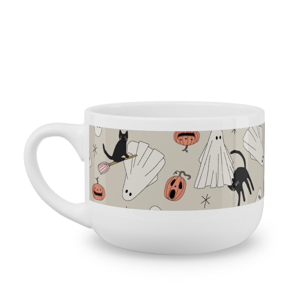 Spooky Halloween Latte Mug, White,  , 25oz, Beige