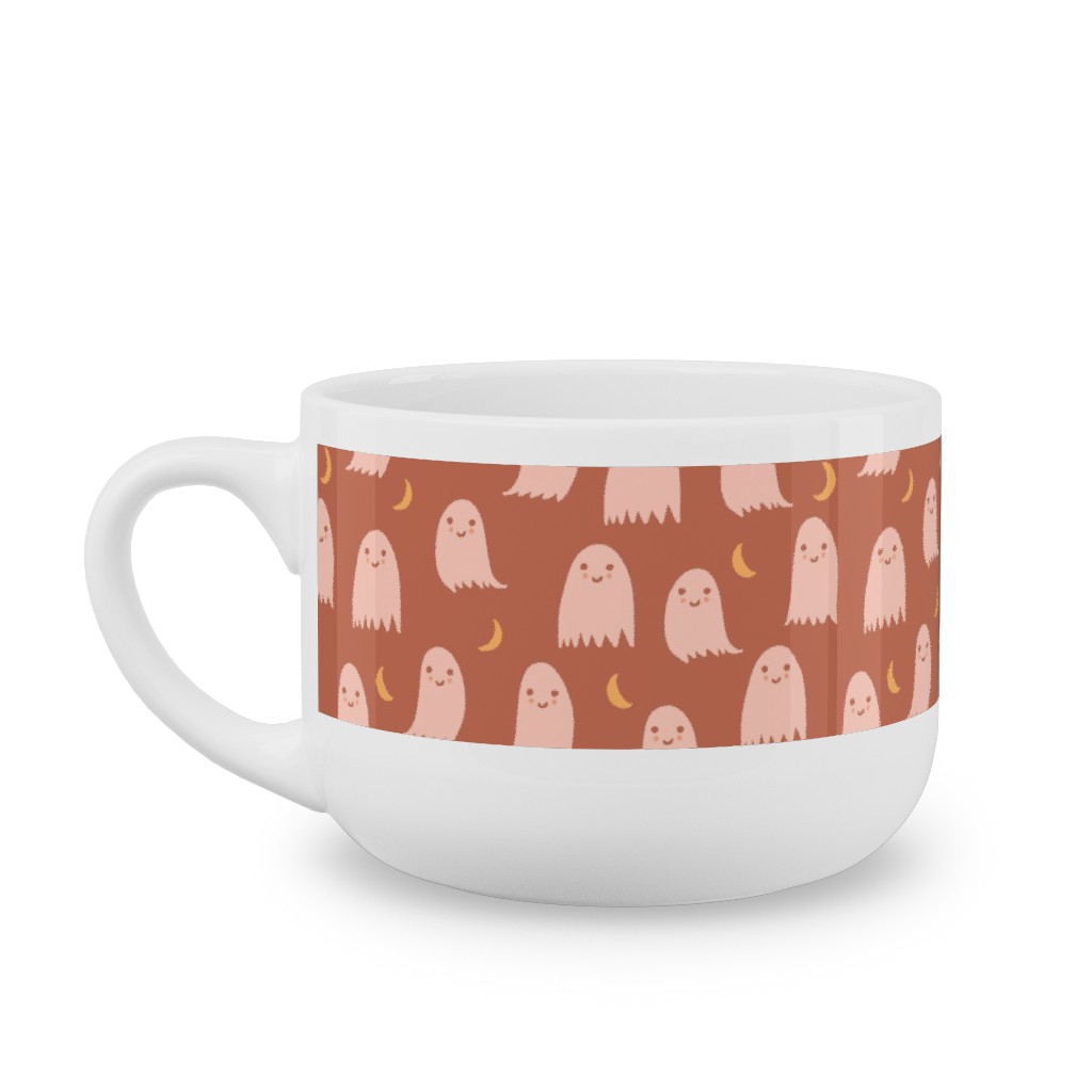 Cute Halloween Ghosts Latte Mug, White,  , 25oz, Pink