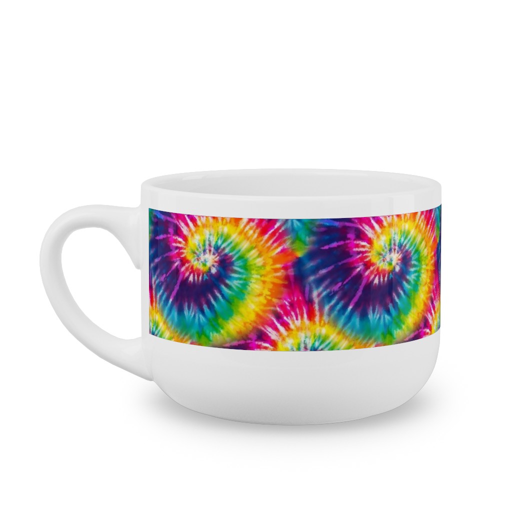 Colorful Rainbow Tie Dye Swirl - Multi Latte Mug, White,  , 25oz, Multicolor