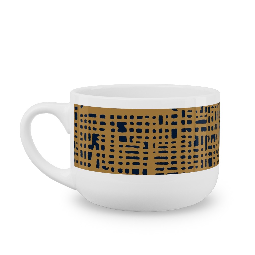 Linen Texture - Mustard Latte Mug, White,  , 25oz, Yellow