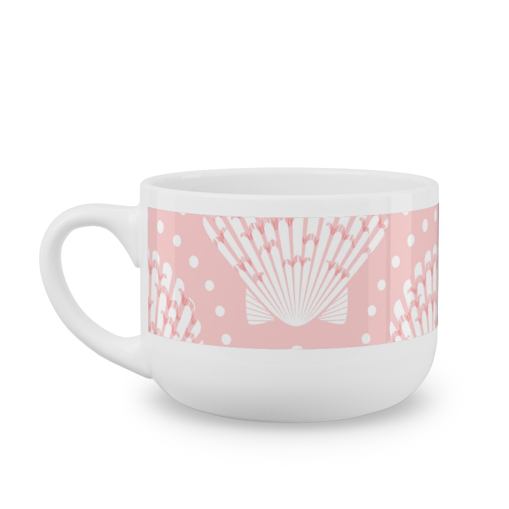 Pretty Scallop Shells - Pink Latte Mug, White, , 25oz, Pink, Bright Pink