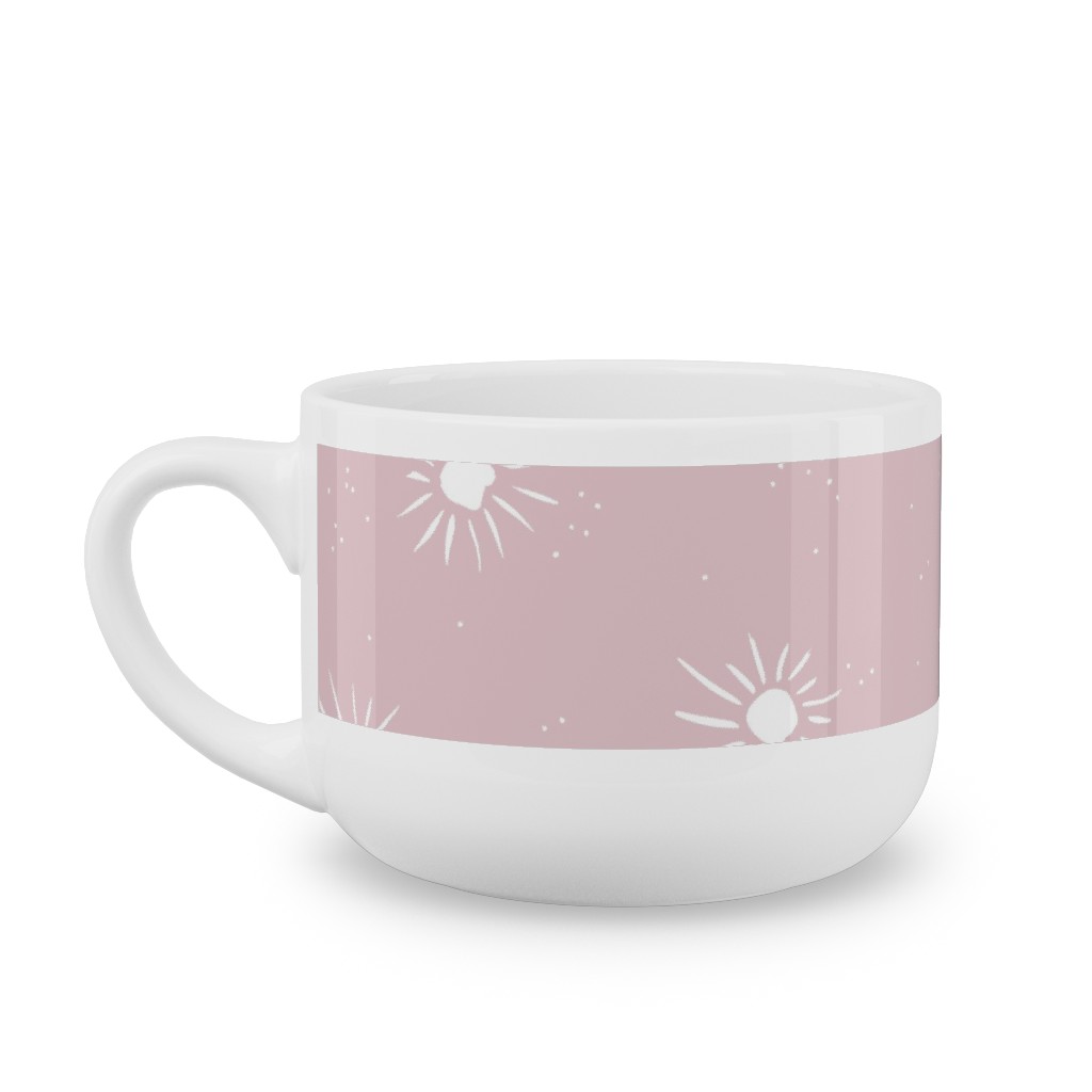 Seventies Retro Style Sunshine Latte Mug, White,  , 25oz, Pink