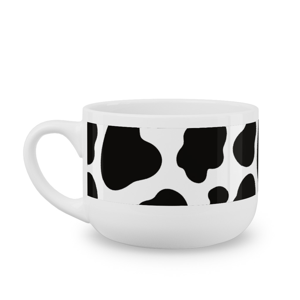 Cow Spots Pattern - Black on White Latte Mug, White,  , 25oz, Black