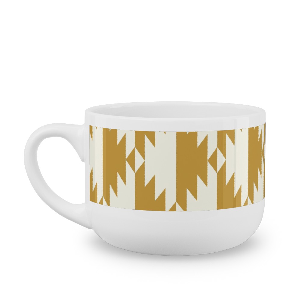 Tribal - Gold Latte Mug, White,  , 25oz, Yellow