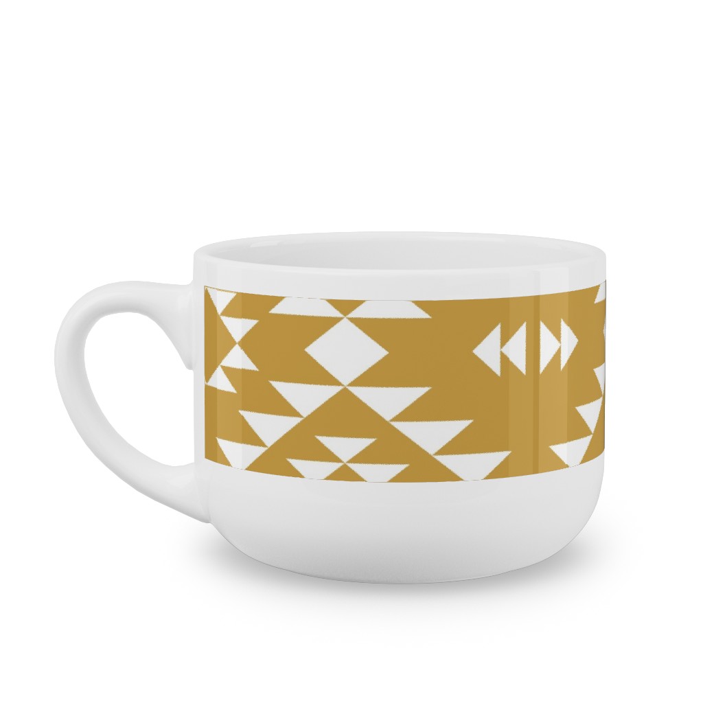 Navajo - Gold White Latte Mug, White,  , 25oz, Yellow