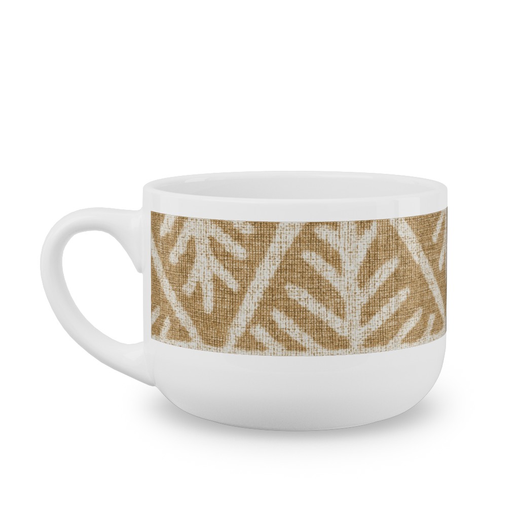 Textured Mudcloth Latte Mug, White, , 25oz, Brown, Cafe