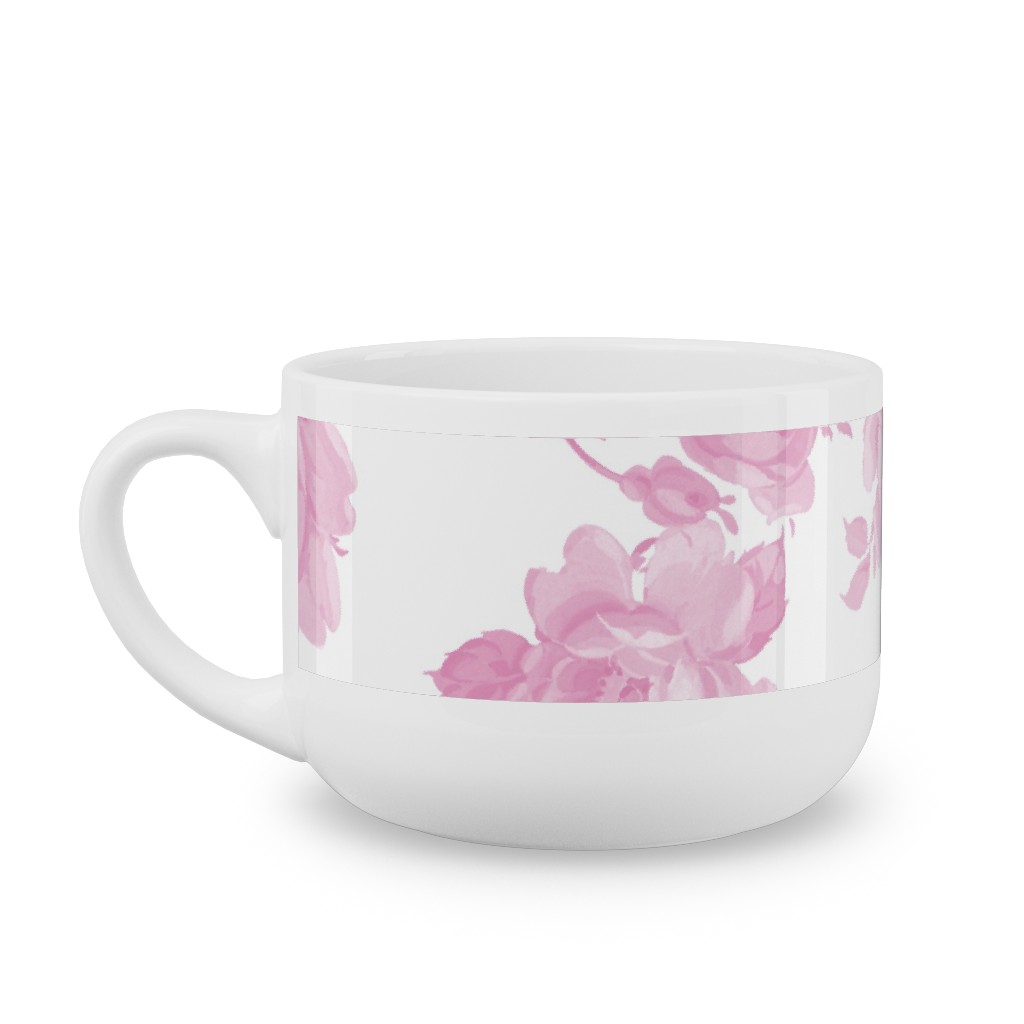 Saint Colette June Roses - Pink Latte Mug, White,  , 25oz, Pink