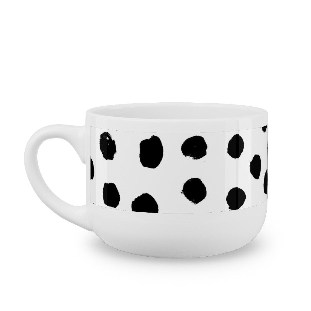 Soft Painted Dots Latte Mug, White, , 25oz, White, Black