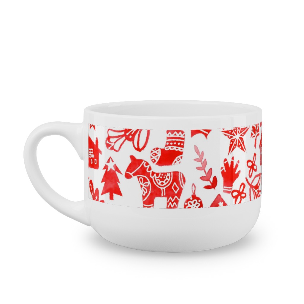 Red Christmas Latte Mug, White,  , 25oz, Red