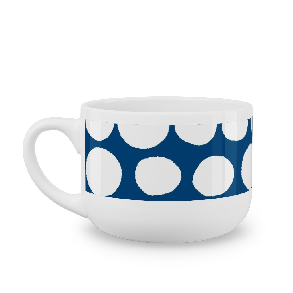 Jumbo Peas - Deep Blue and White Latte Mug, White, , 25oz, Blue, True Blue