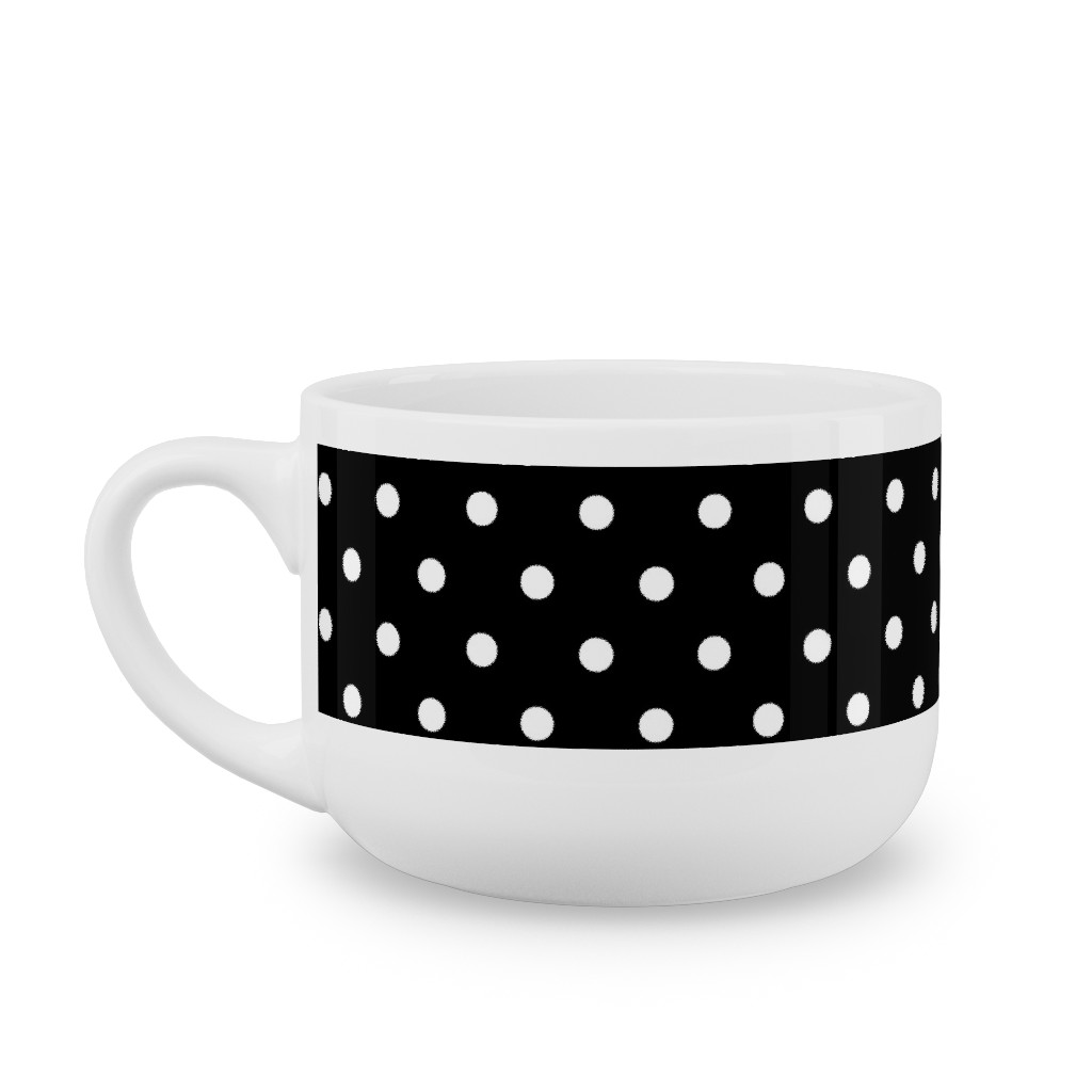 Dotty - White on Black Latte Mug, White,  , 25oz, Black
