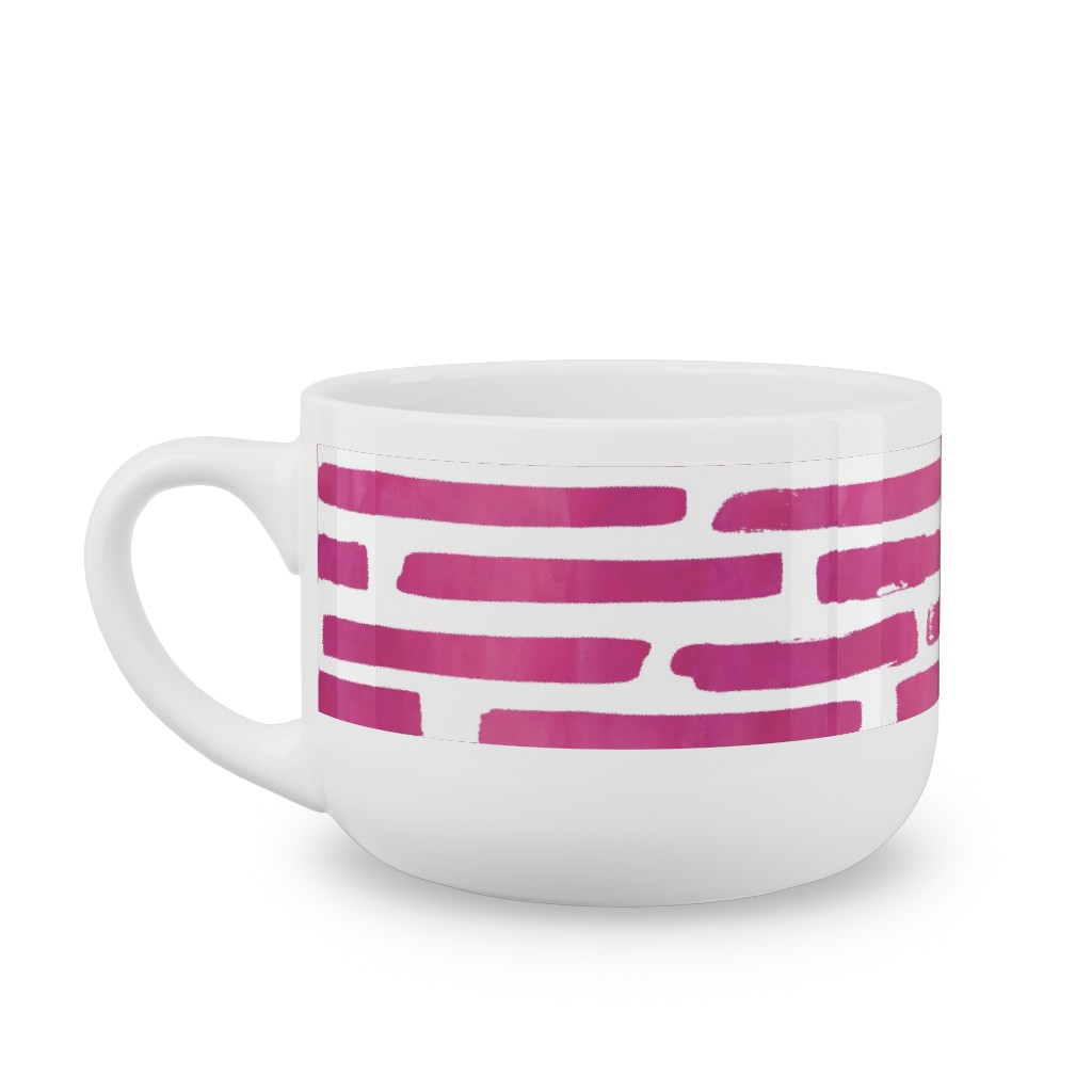Watercolor Stripes - Berry Latte Mug, White,  , 25oz, Purple