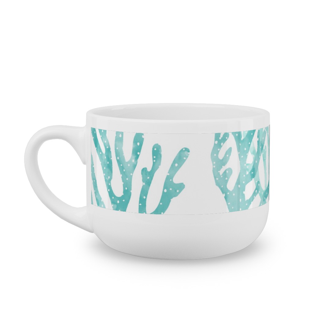 Coral Mermaid Latte Mug, White, , 25oz, Blue, Catalina