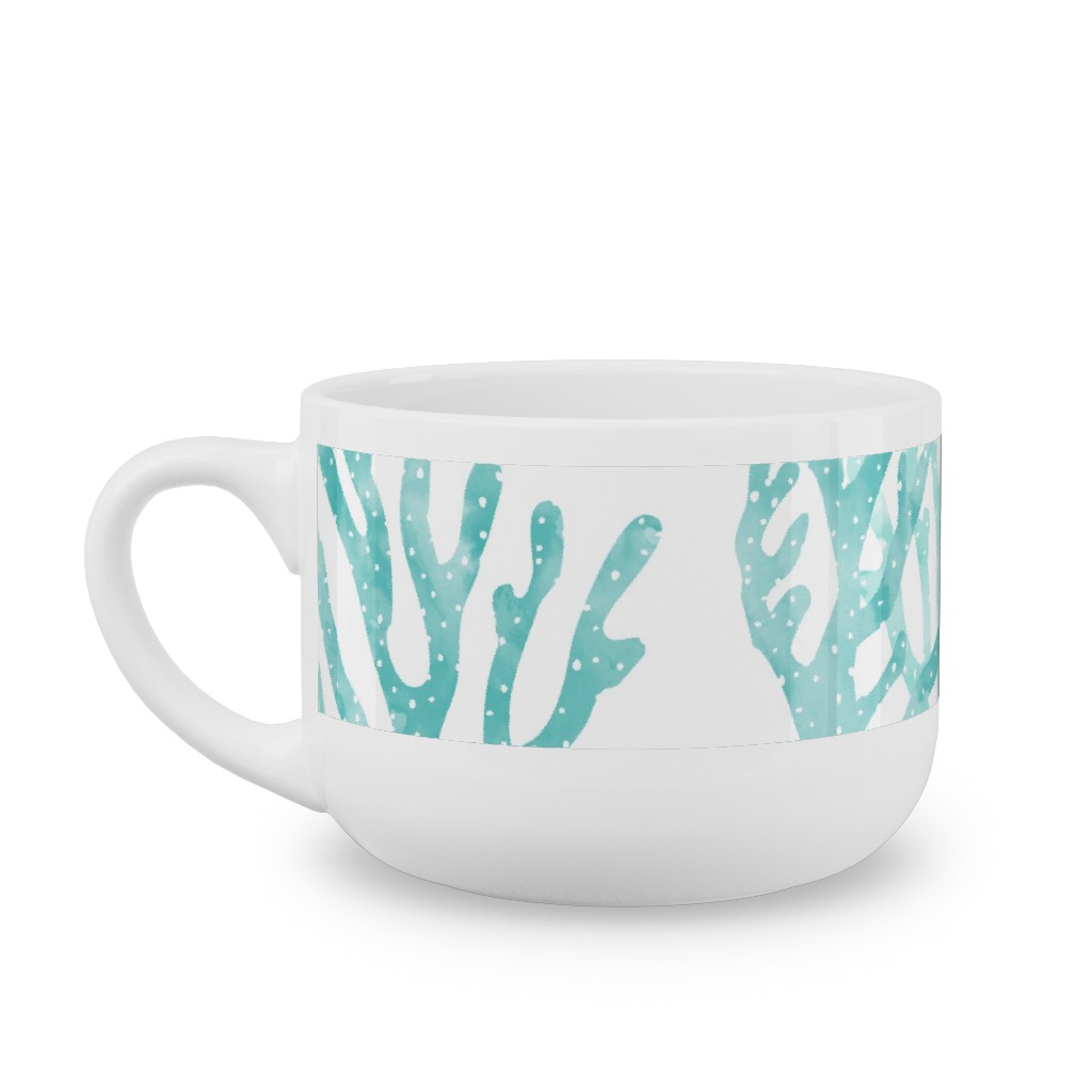 Coral Mermaid Latte Mug, White,  , 25oz, Blue