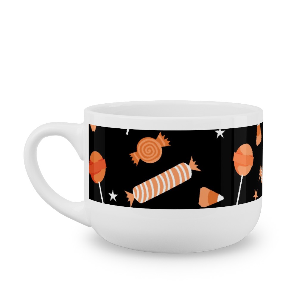 Halloween Candy - Orange and Black Latte Mug, White,  , 25oz, Black