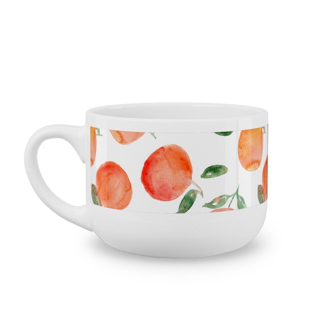 Watercolor Oranges - Orange Latte Mug, White,  , 25oz, Orange