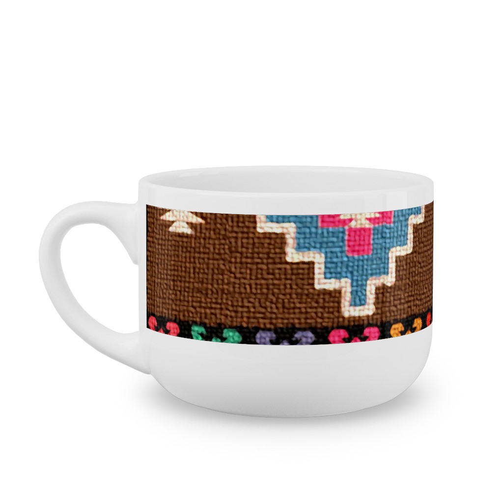 Kilim - Brown Latte Mug, White, , 25oz, Multicolor