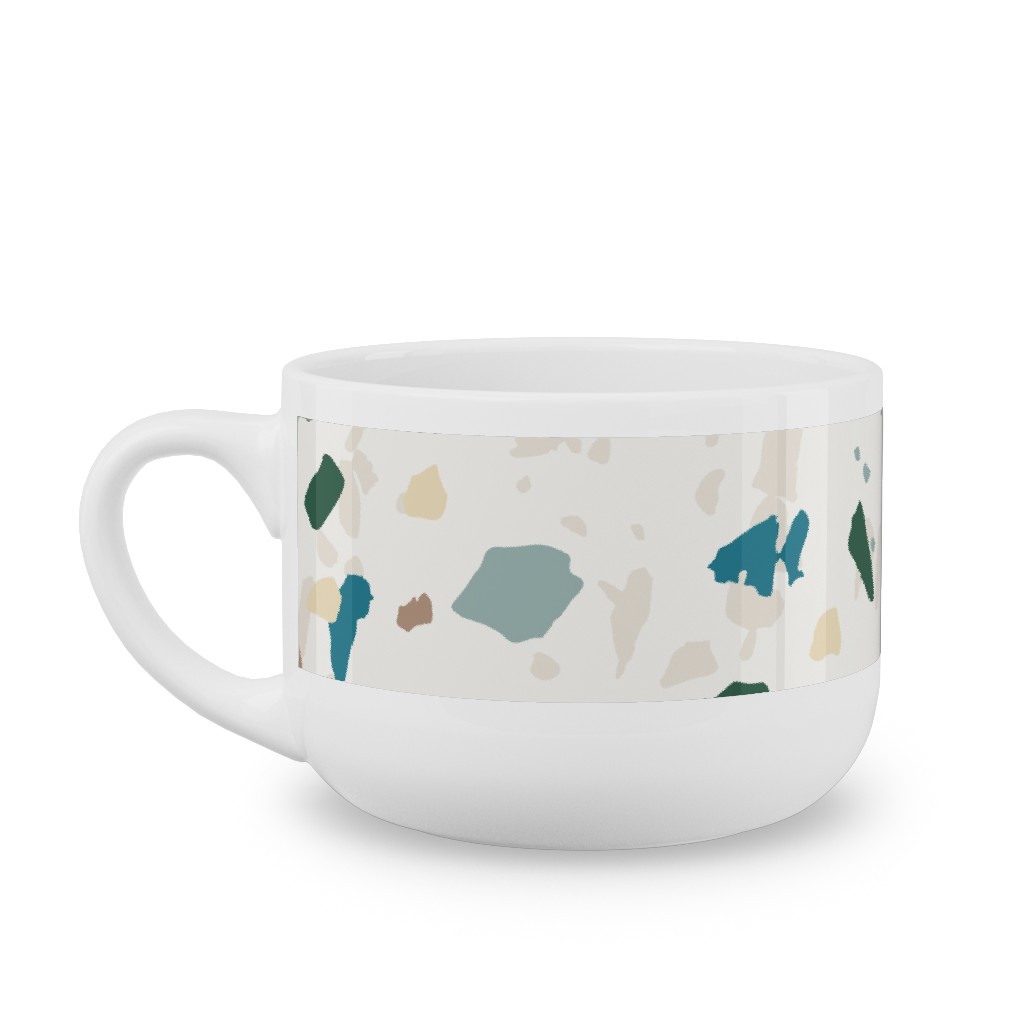 Terrazzo - Green on Cream Latte Mug, White,  , 25oz, Green