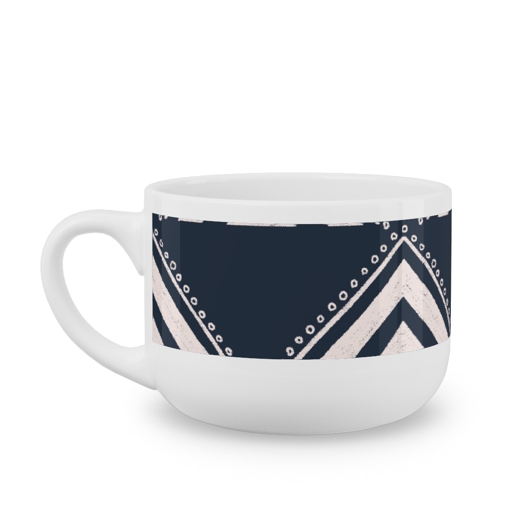 Lead the Way Triangles - Blue Latte Mug, White,  , 25oz, Blue