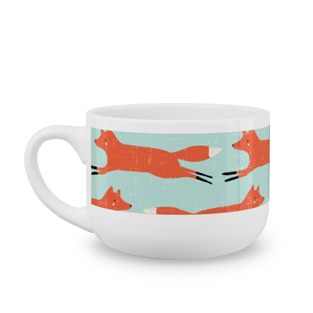 Little Orange Fox - Orange and Green Latte Mug, White,  , 25oz, Orange