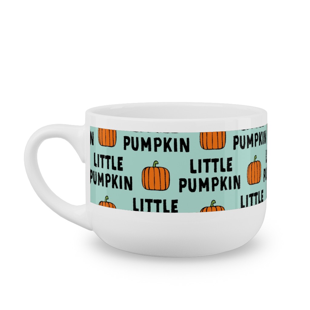 Little Pumpkin - Halloween - Aqua Latte Mug, White,  , 25oz, Green