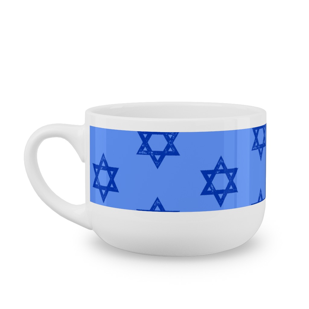 Star of David - Blue Latte Mug, White,  , 25oz, Blue