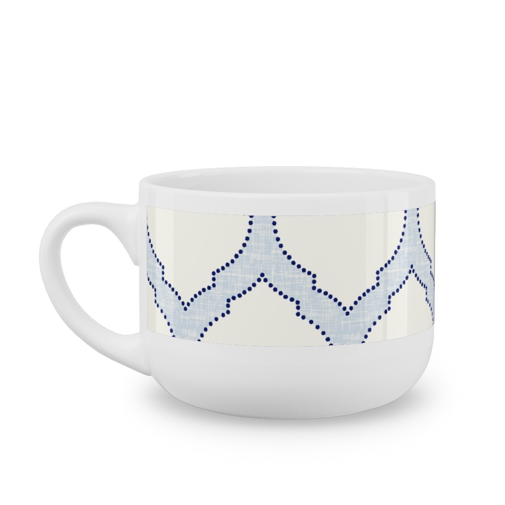 Moroccan Trellis - Light Blue Latte Mug, White,  , 25oz, Blue