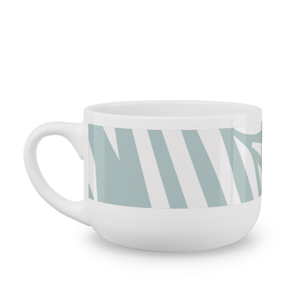 Fronds - Palladian Blue Latte Mug, White, , 25oz, Blue, True Blue