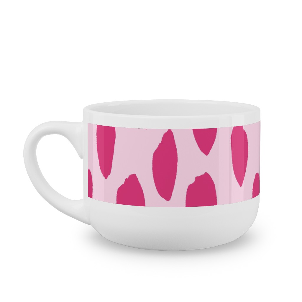 Brushstrokes - Fuchsia and Light Pink Latte Mug, White,  , 25oz, Pink