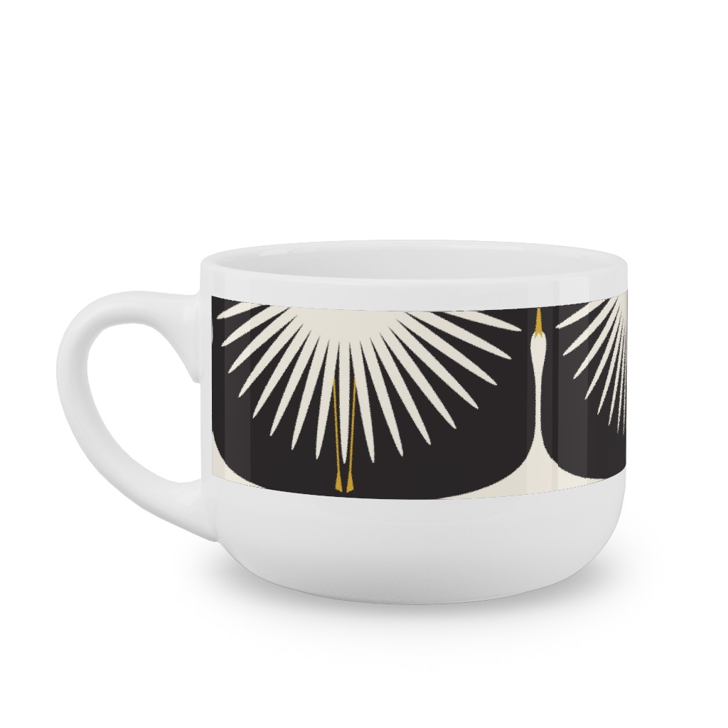Art Deco Swans Latte Mug, White,  , 25oz, Black