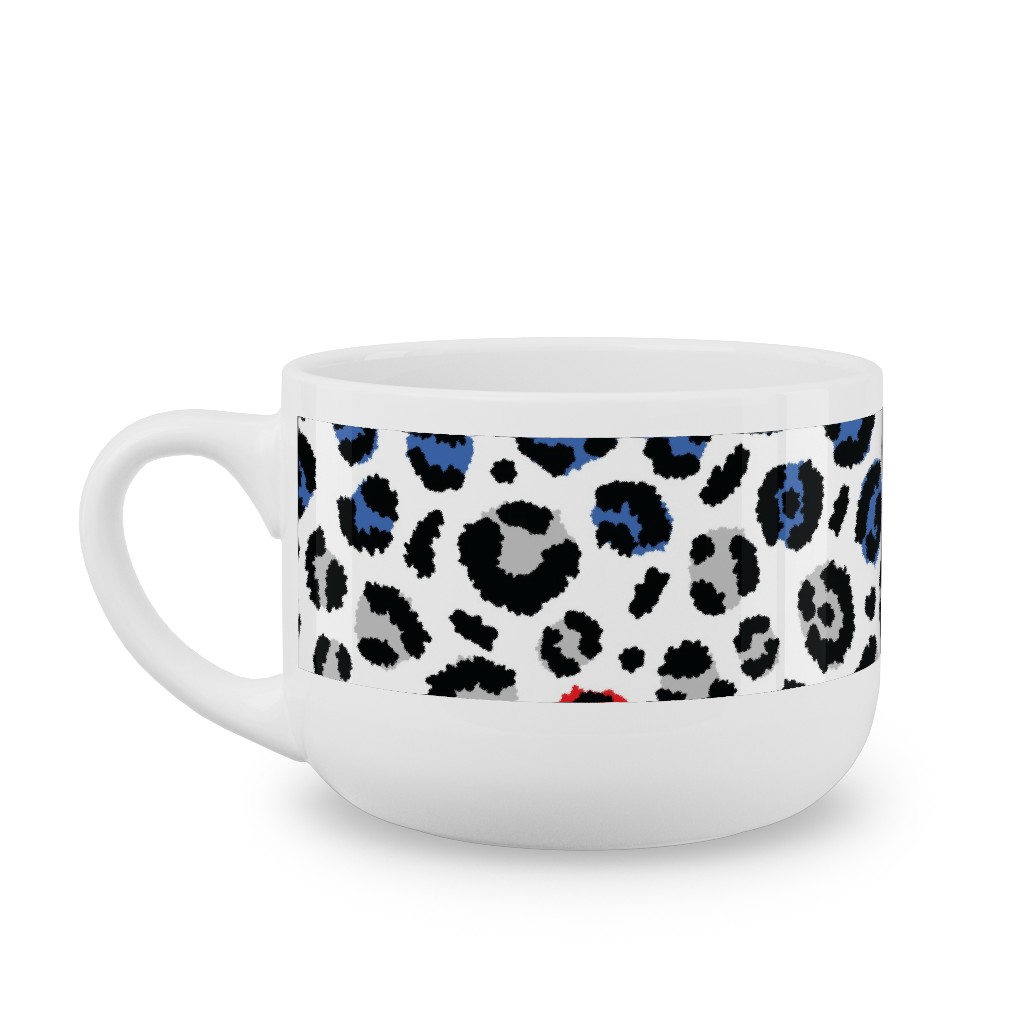 Patriotic Leopard Latte Mug, White,  , 25oz, Multicolor
