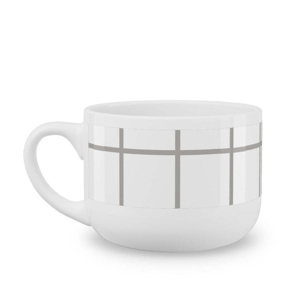 Window Pane Latte Mug, White,  , 25oz, Gray