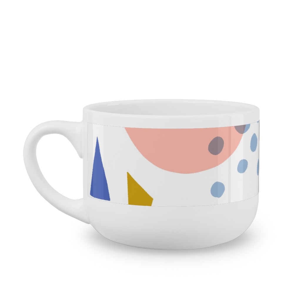 Abstract Circles and Triangles - Multi Latte Mug, White,  , 25oz, Multicolor