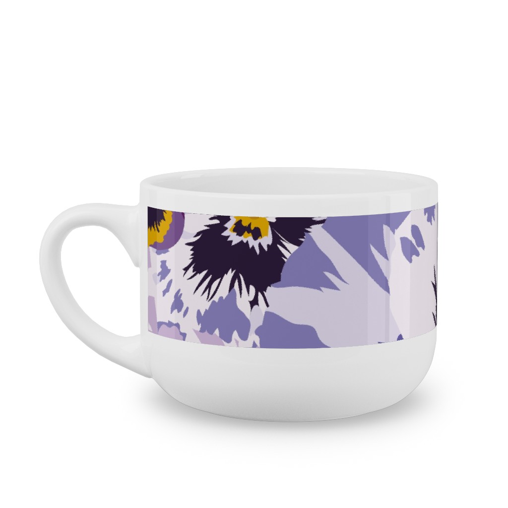 Pansy By Numbers - Purple Latte Mug, White,  , 25oz, Purple