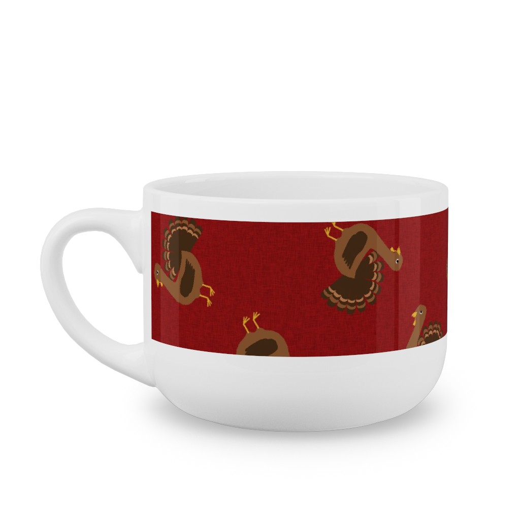 Turkey Toss Latte Mug, White,  , 25oz, Red